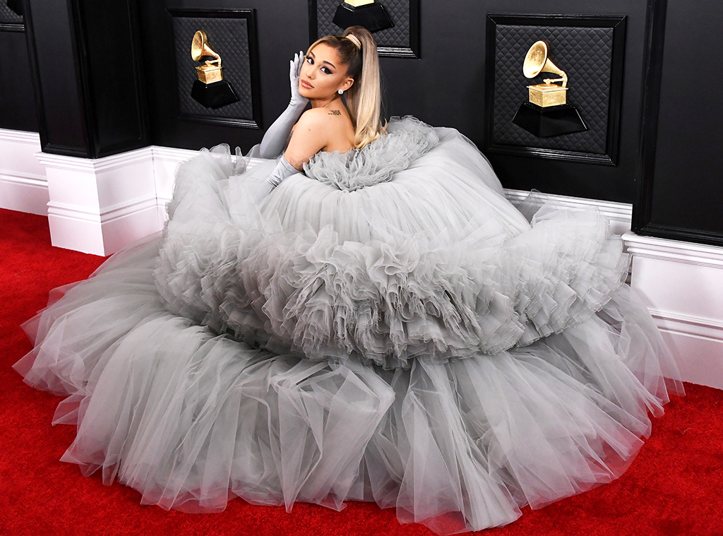 Ariana Grande Stuns In Tulle On The 2020 Grammys Red Carpet